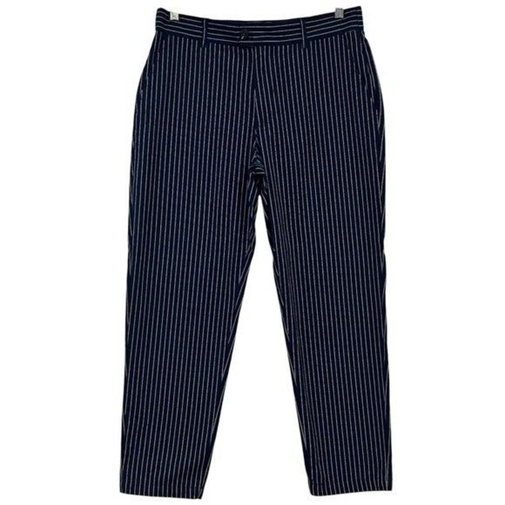 Houston White Navy Pinstripe Dress Pants Trousers Medium With Drawstring